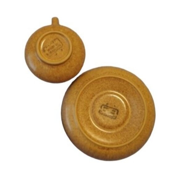 Vtg Denby brown drip made in England stoneware tea cup coffee mug with saucer - Picture 3 of 10